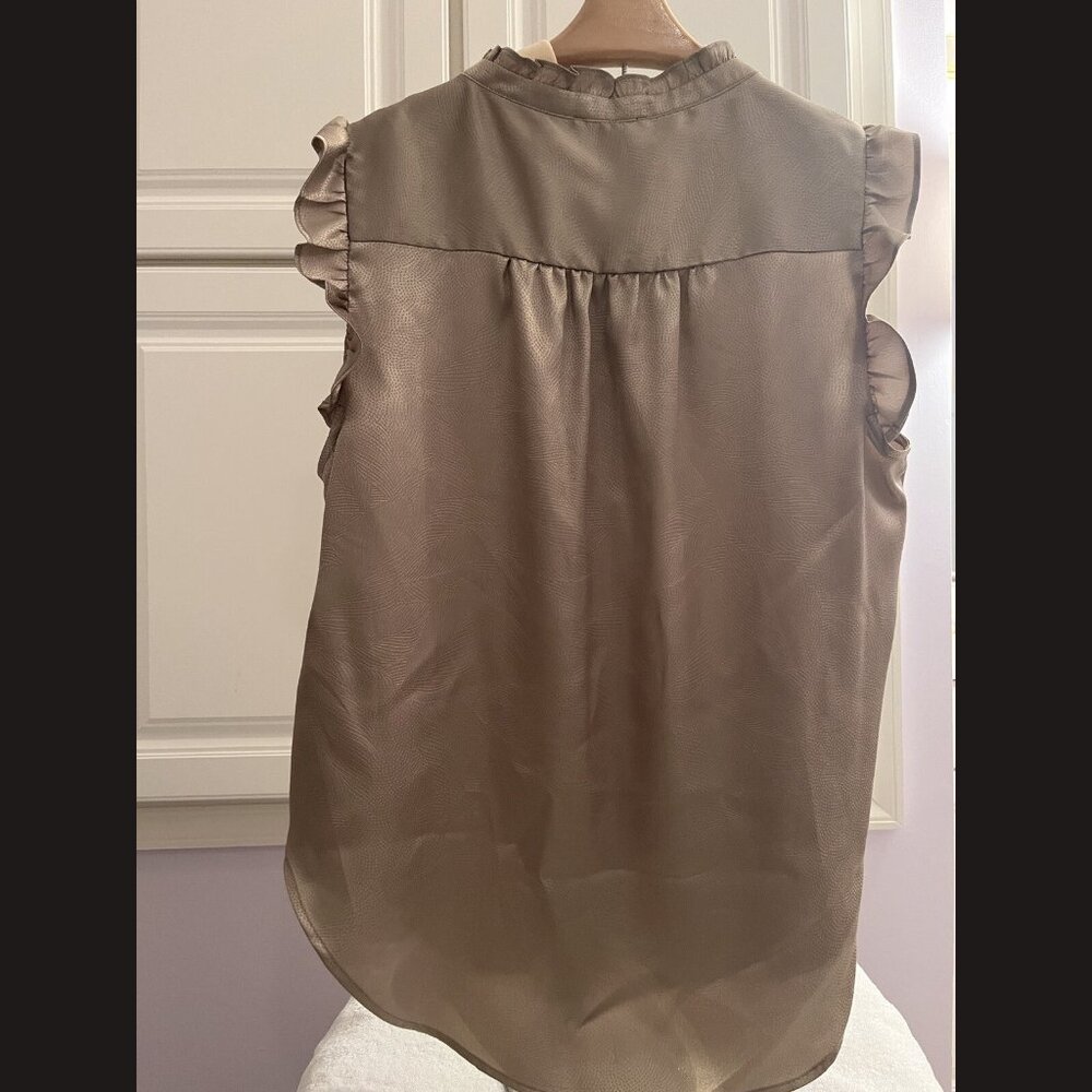 DKNY Women’s Bronze Blouse Size L Metallic Shiny Dressy Top